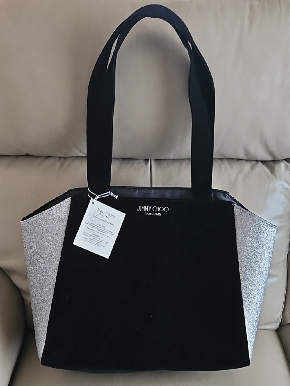 Jimmy Choo Black Tote with Silver Side Panels